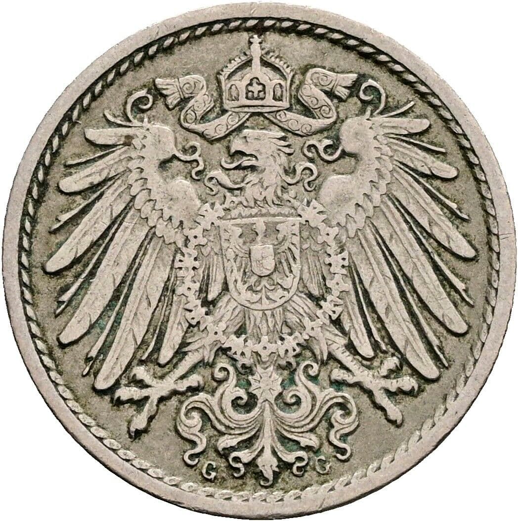 5 Pfennig 1905 G – Rückseite