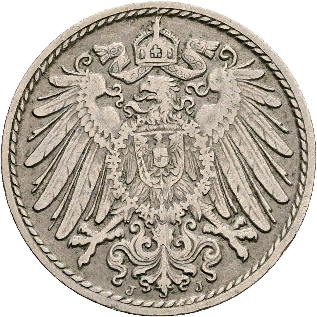 5 Pfennig 1906 J – Rückseite