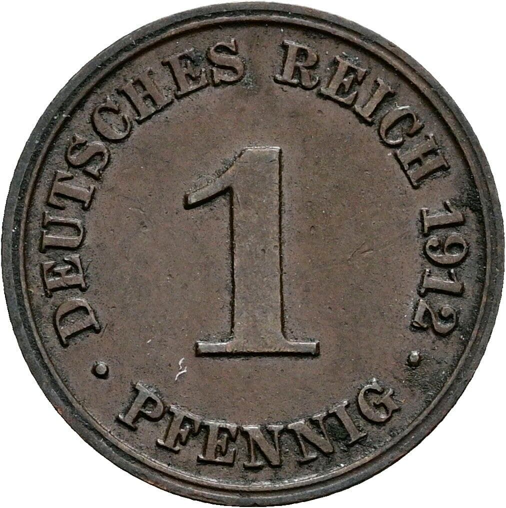 1 Pfennig 1912 J – Vorderseite