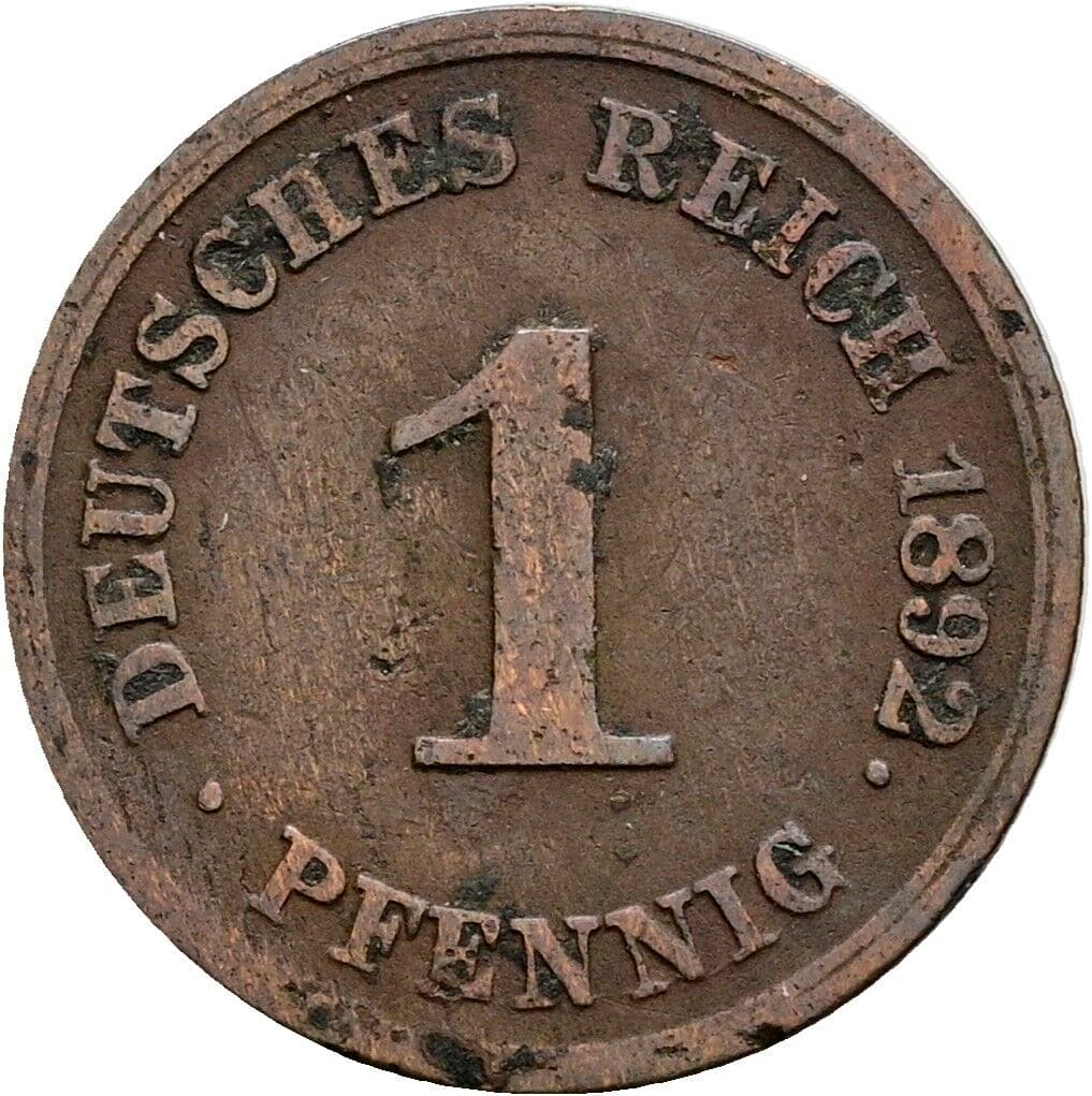 1 Pfennig 1892 G – Vorderseite
