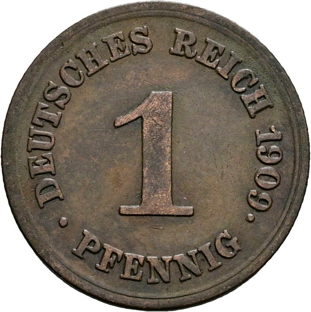 1 Pfennig 1909 E – Vorderseite