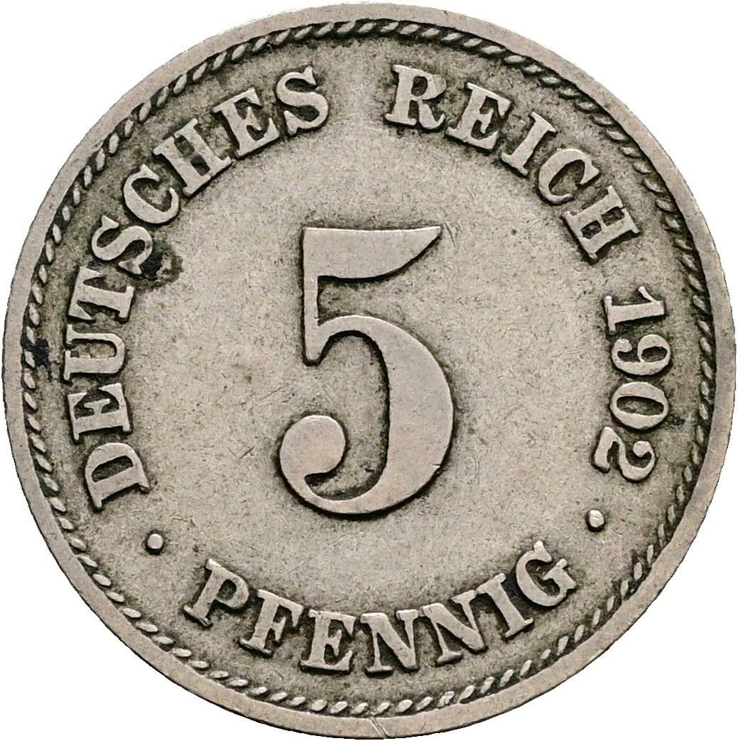 5 Pfennig 1902 F – Vorderseite