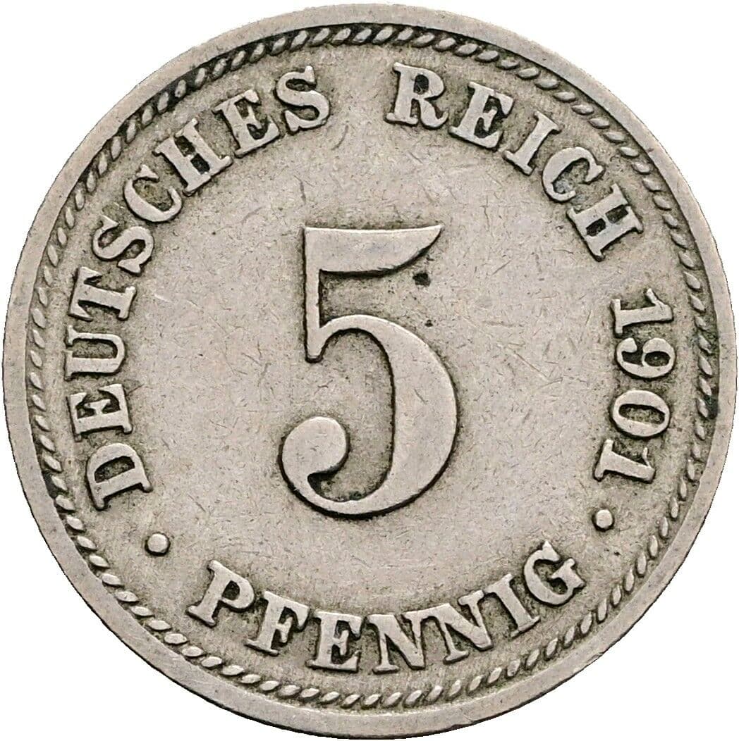 5 Pfennig 1901 D – Vorderseite