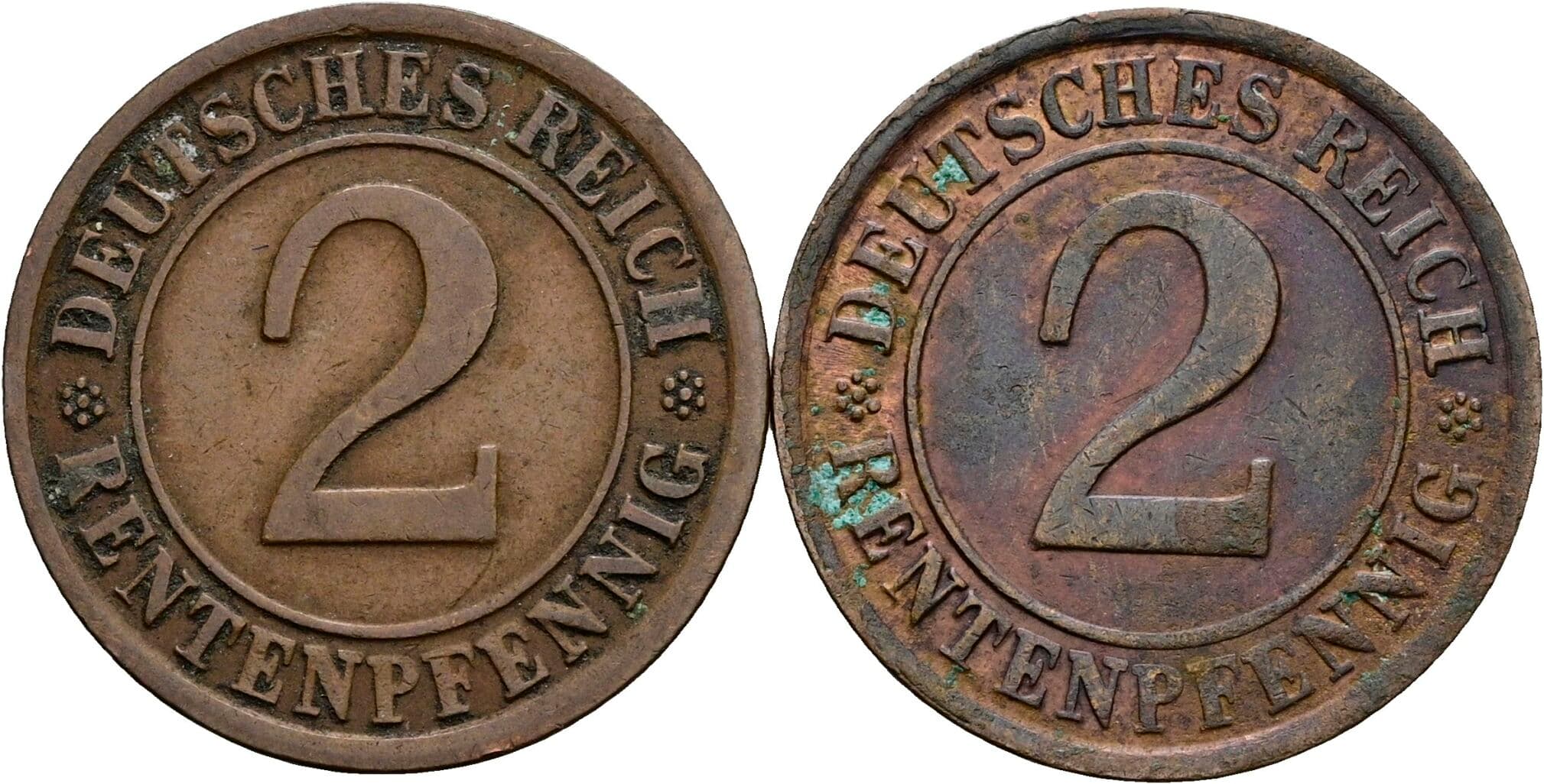 Lot 2 Stück 2 Rentenpfennig