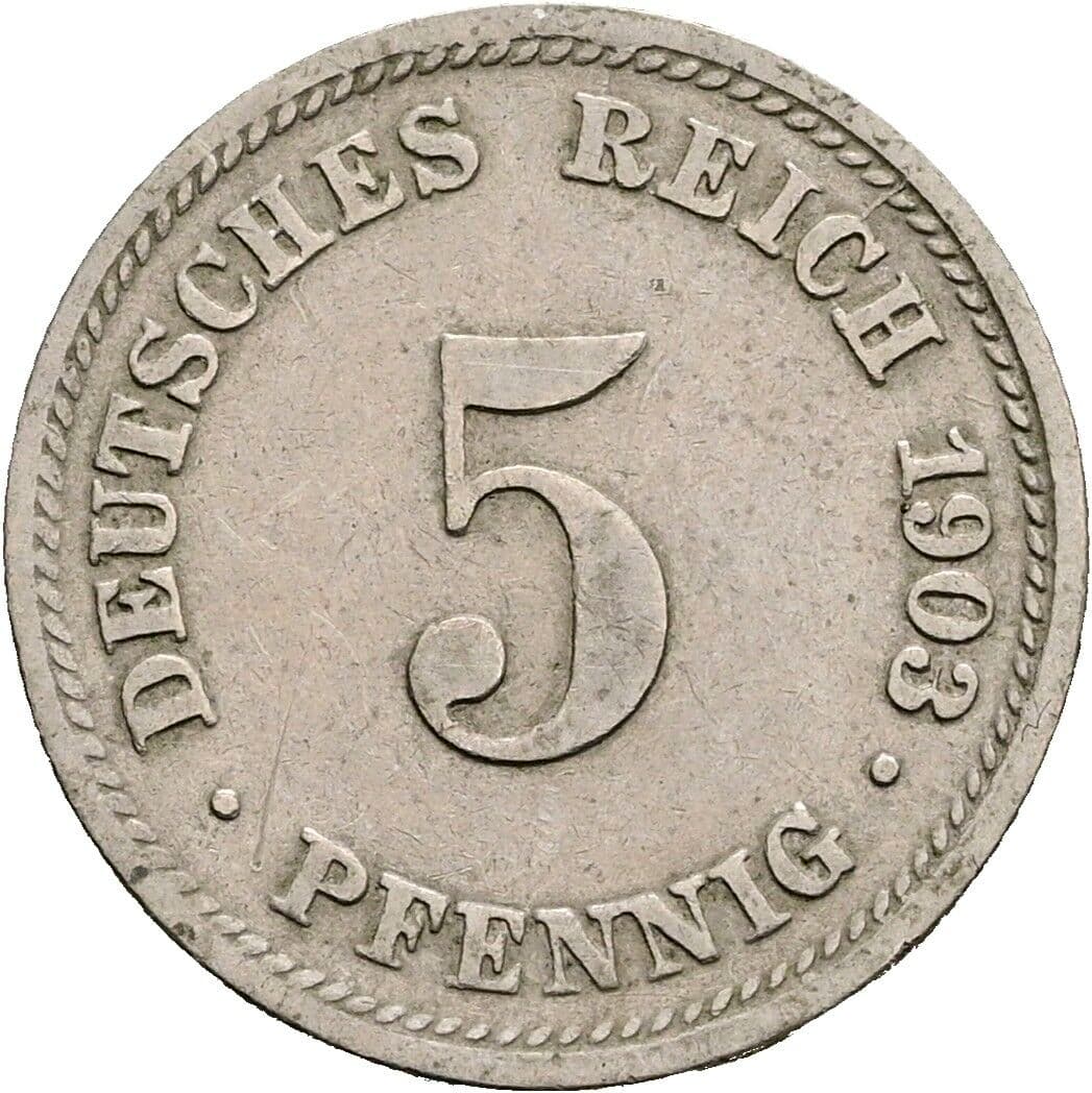 5 Pfennig 1903 D – Vorderseite