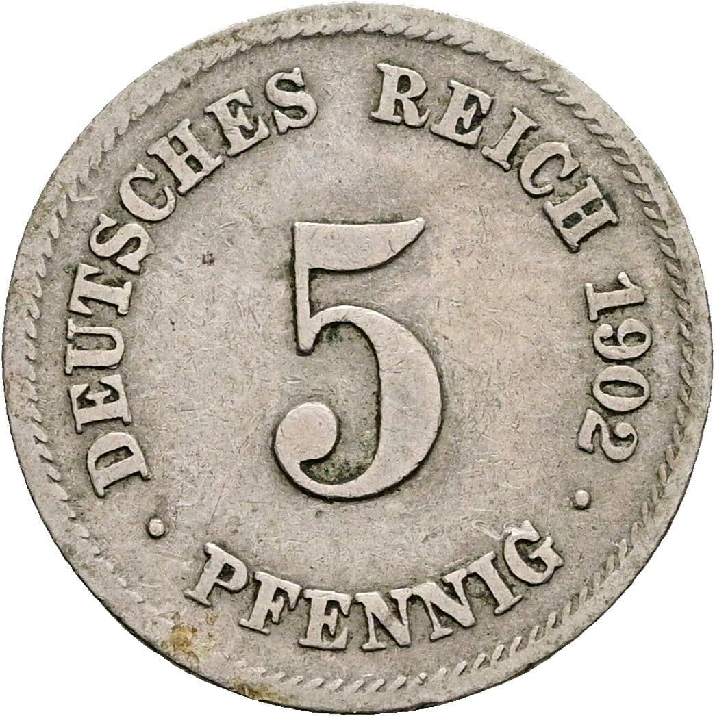 5 Pfennig 1902 F – Vorderseite