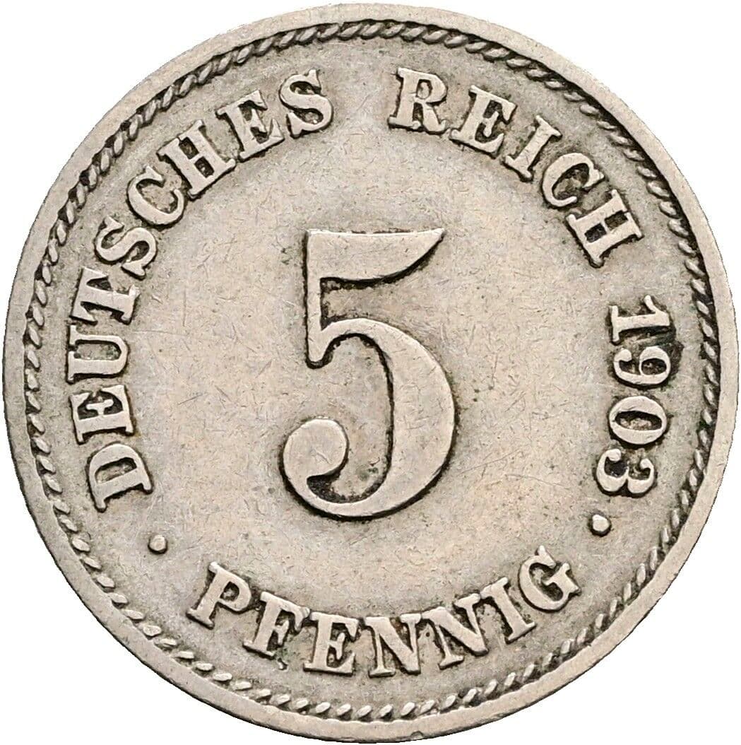 5 Pfennig 1903 E – Vorderseite