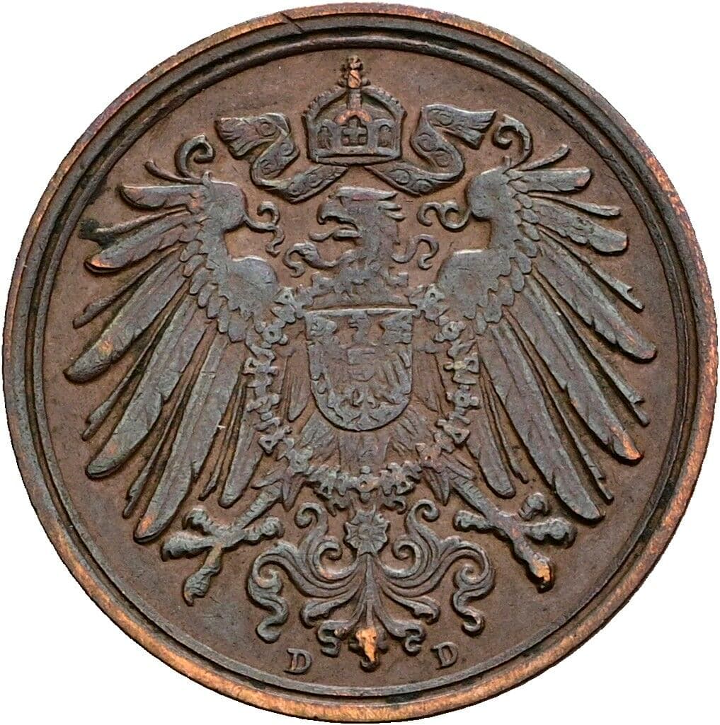 1 Pfennig 1897 D – Rückseite