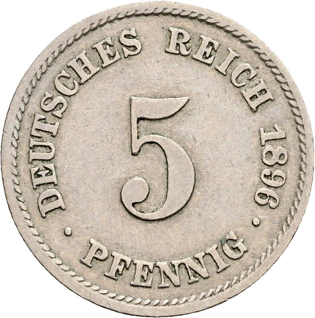 5 Pfennig 1896 F – Vorderseite