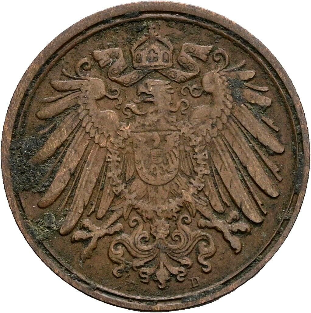 1 Pfennig 1892 D – Rückseite