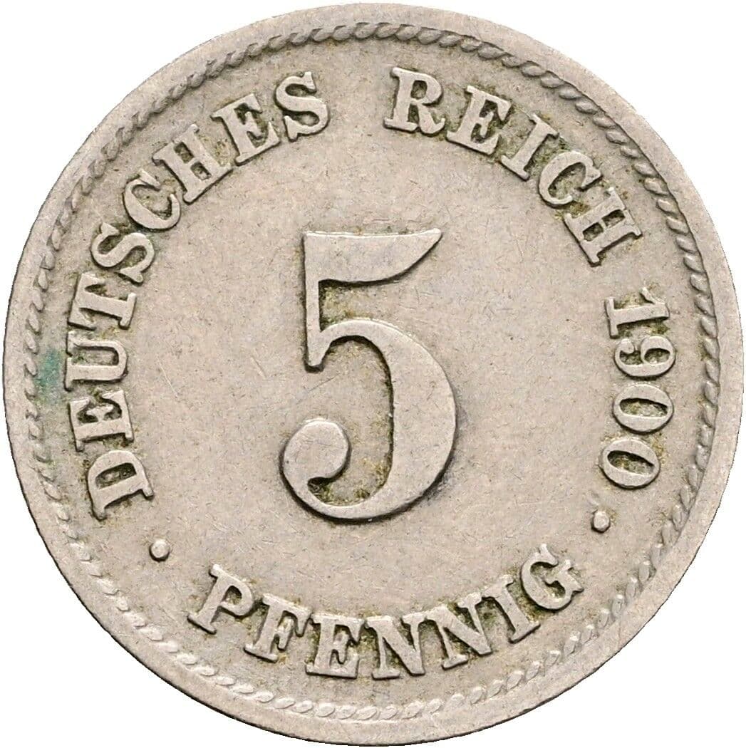 5 Pfennig 1900 F – Vorderseite
