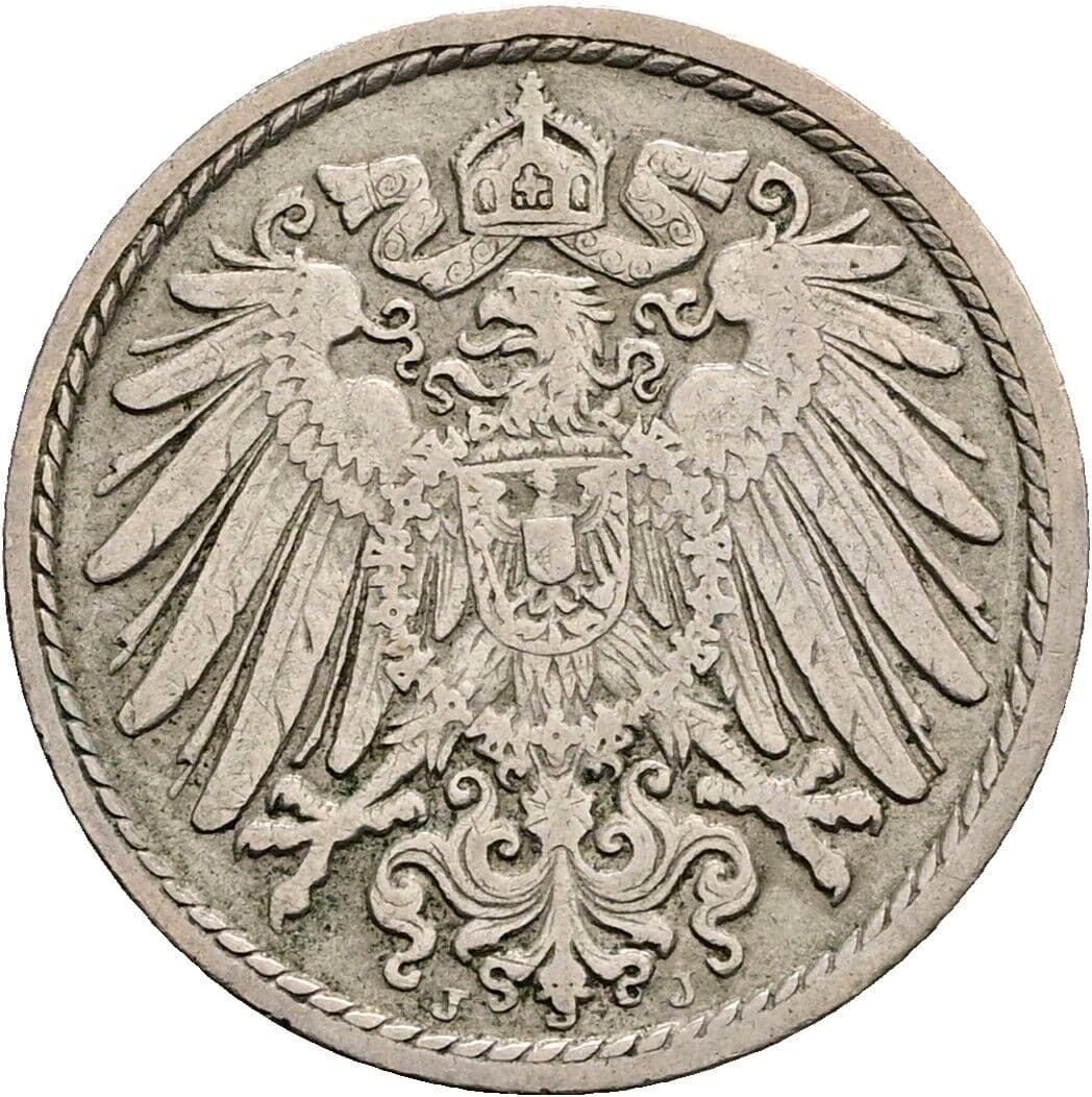 5 Pfennig 1900 J – Rückseite