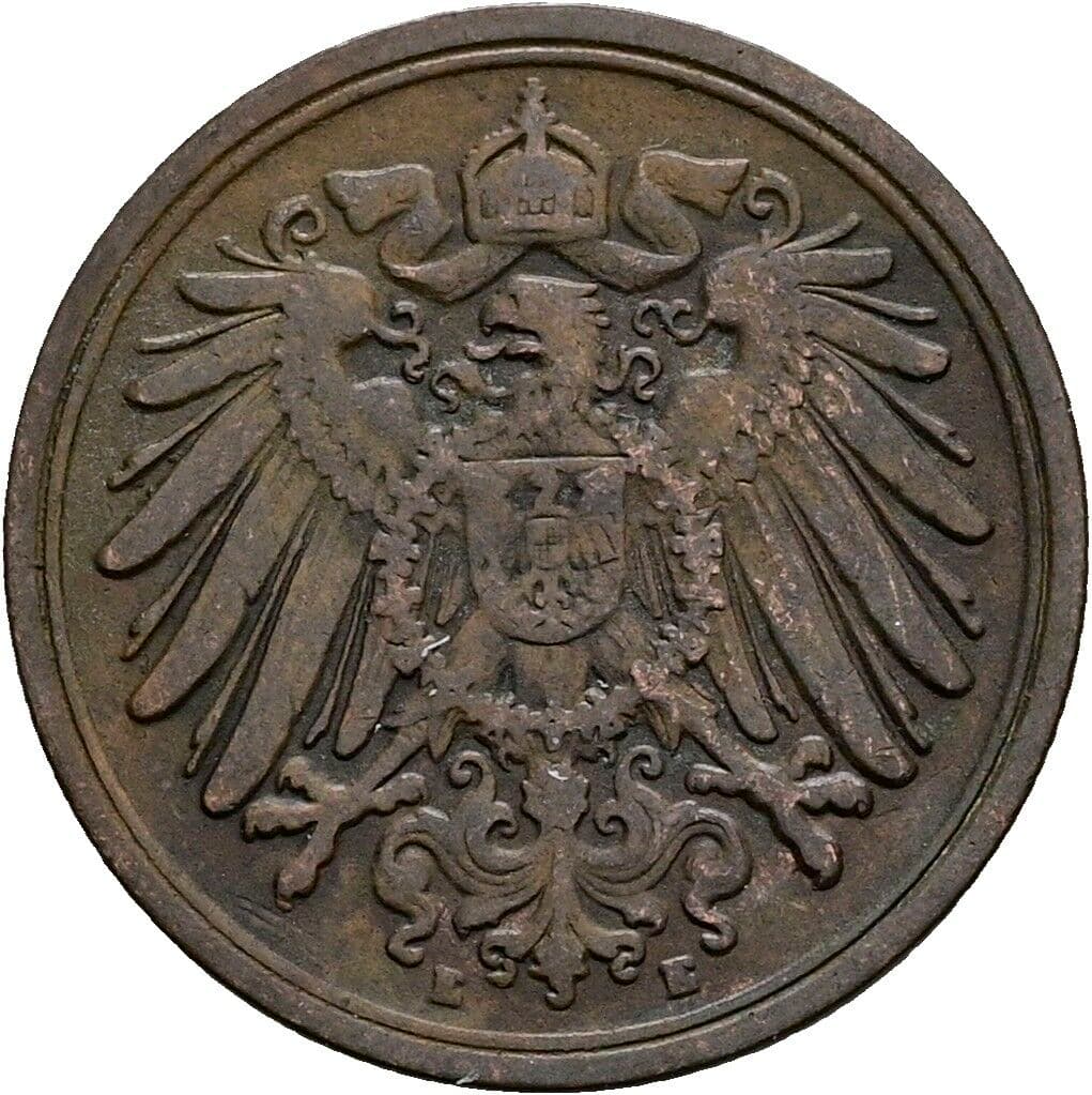 1 Pfennig 1909 E – Rückseite