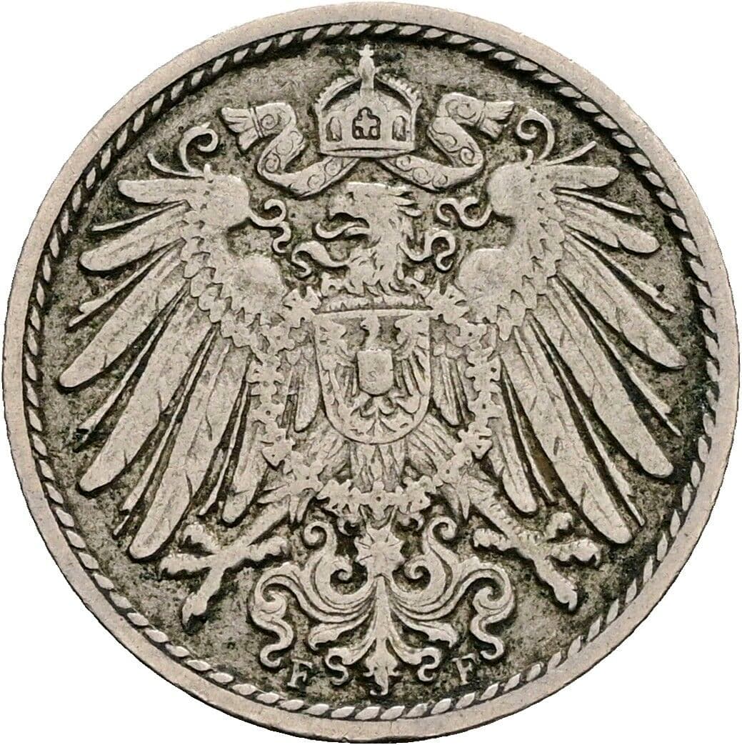 5 Pfennig 1902 F – Rückseite