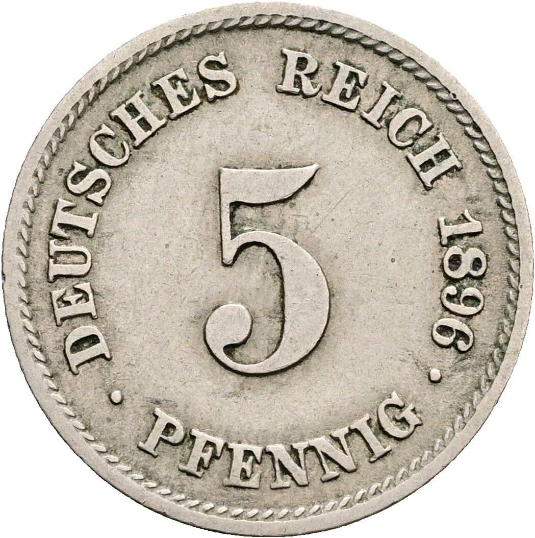 5 Pfennig 1896 F – Vorderseite