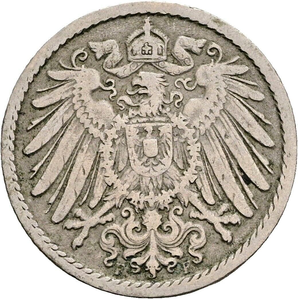 5 Pfennig 1902 F – Rückseite