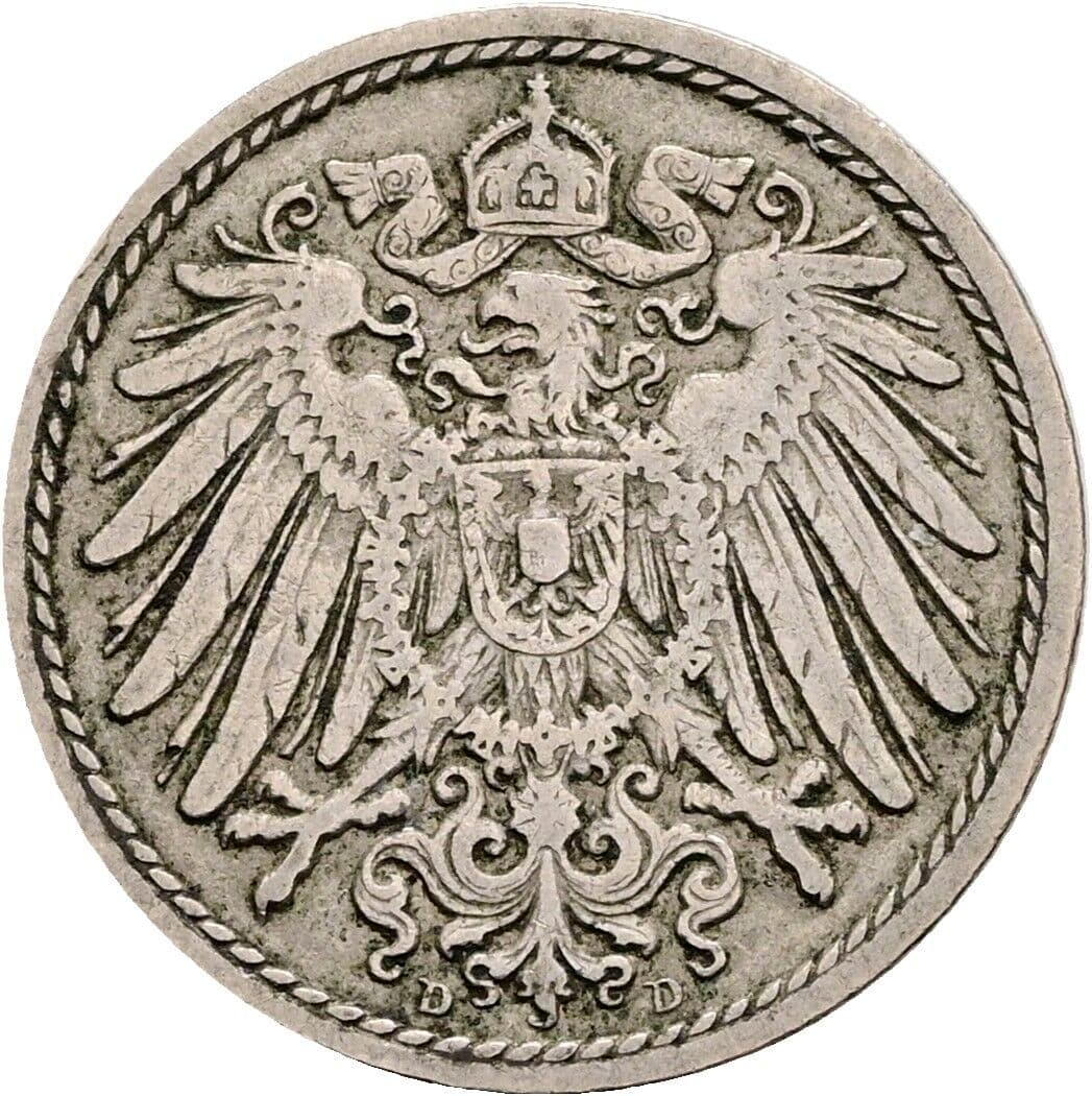 5 Pfennig 1901 D – Rückseite