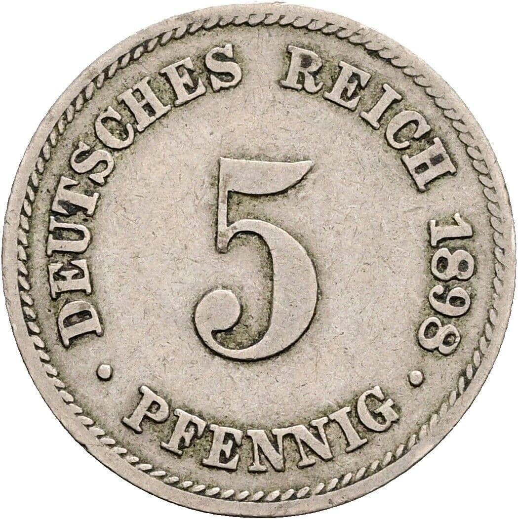 5 Pfennig 1898 J – Vorderseite