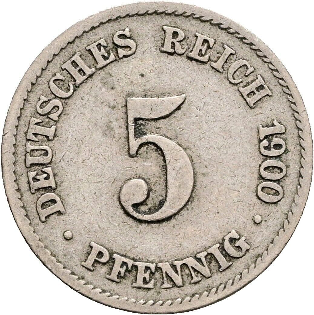 5 Pfennig 1900 G – Vorderseite