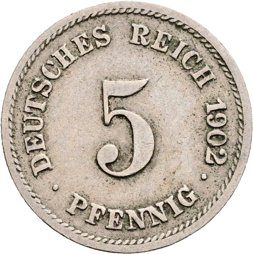 5 Pfennig 1902 G – Vorderseite