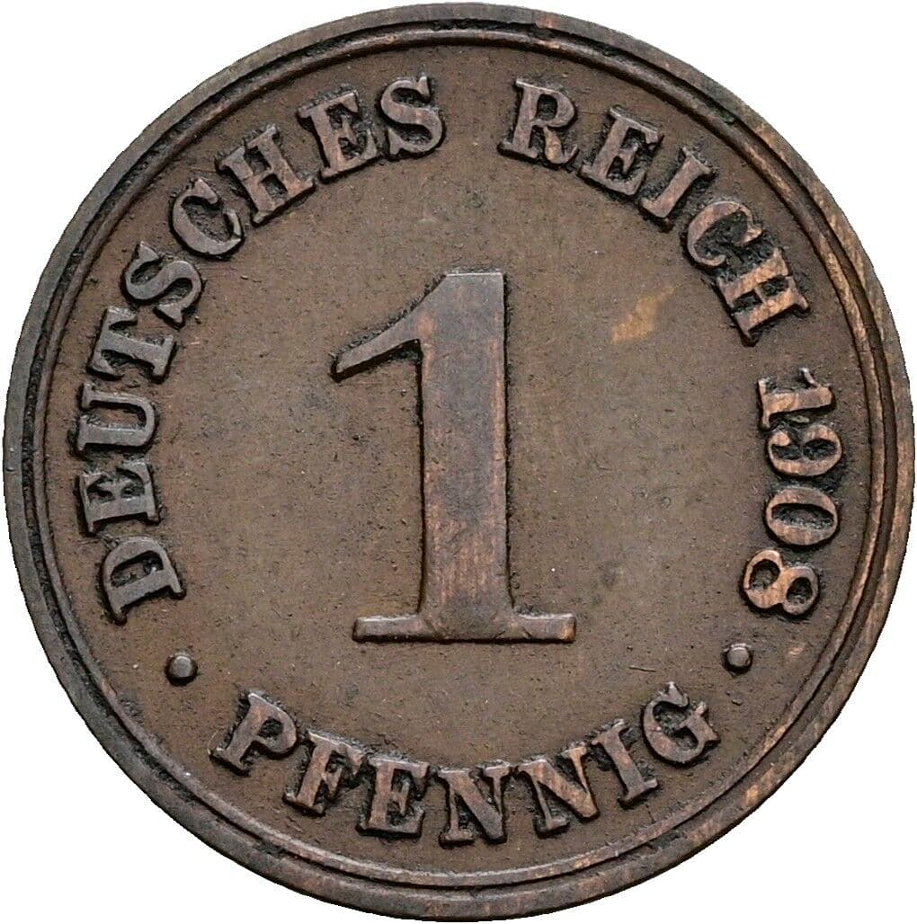 1 Pfennig 1908 D – Vorderseite