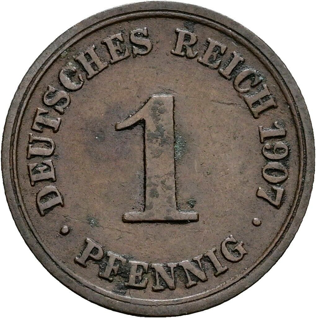 1 Pfennig 1907 F – Vorderseite