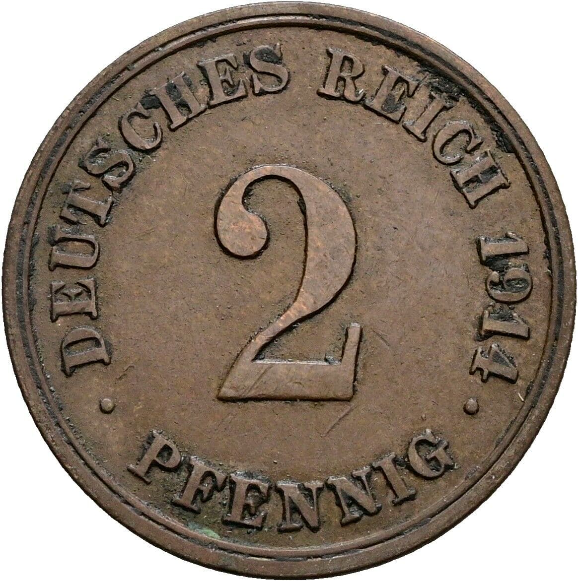 2 Pfennig 1914 G – Vorderseite