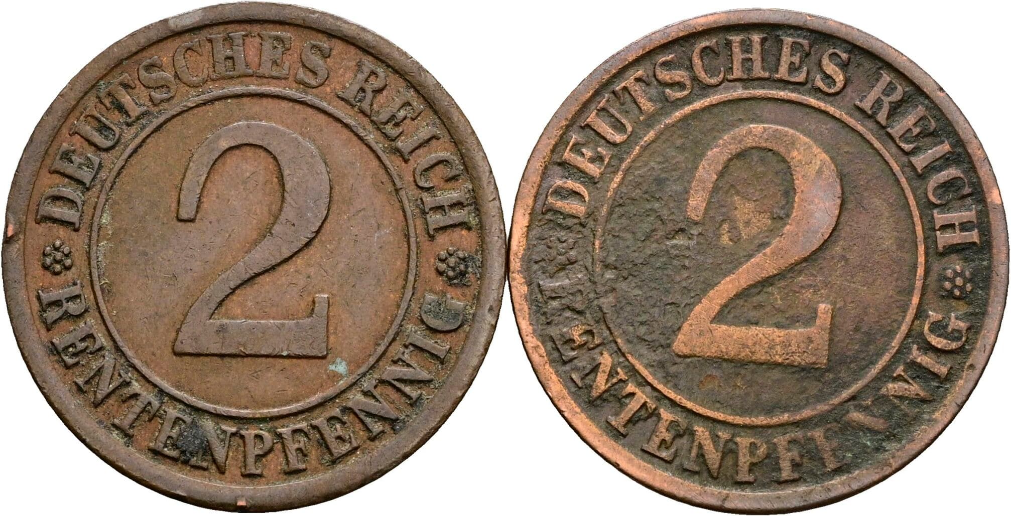 Lot 2 Stück 2 Rentenpfennig