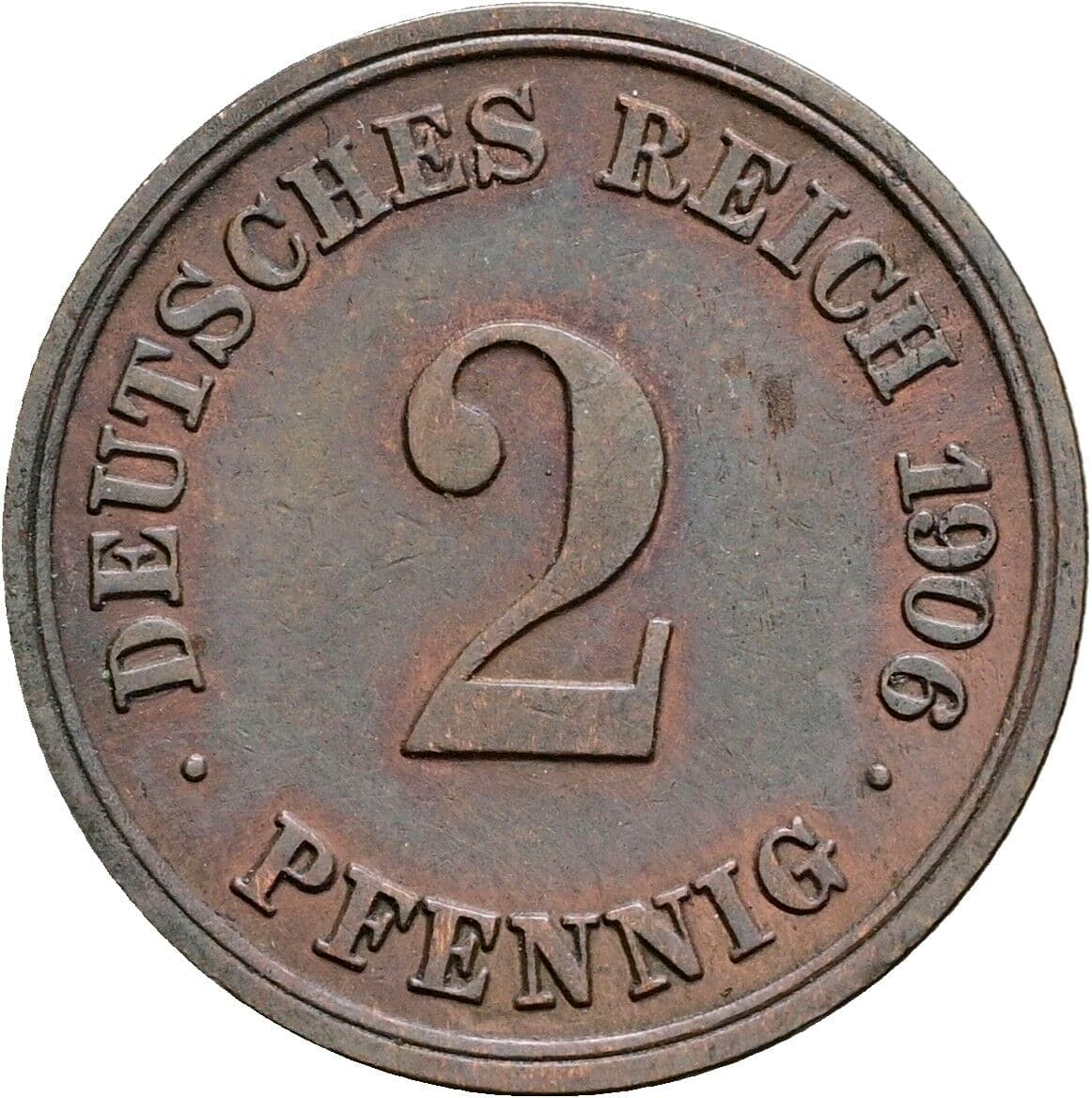 2 Pfennig 1906 F – Vorderseite