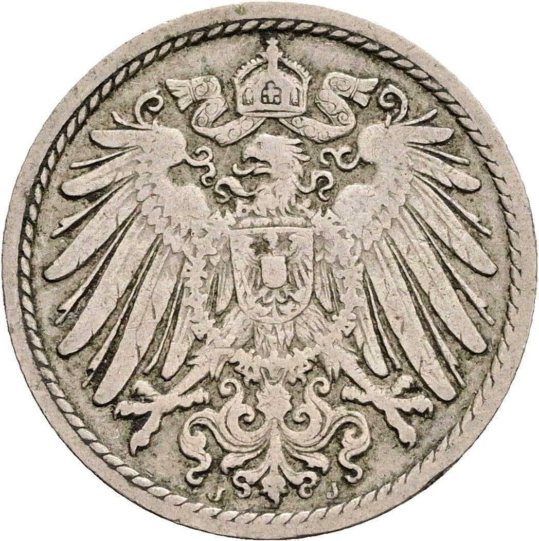 5 Pfennig 1898 J – Rückseite