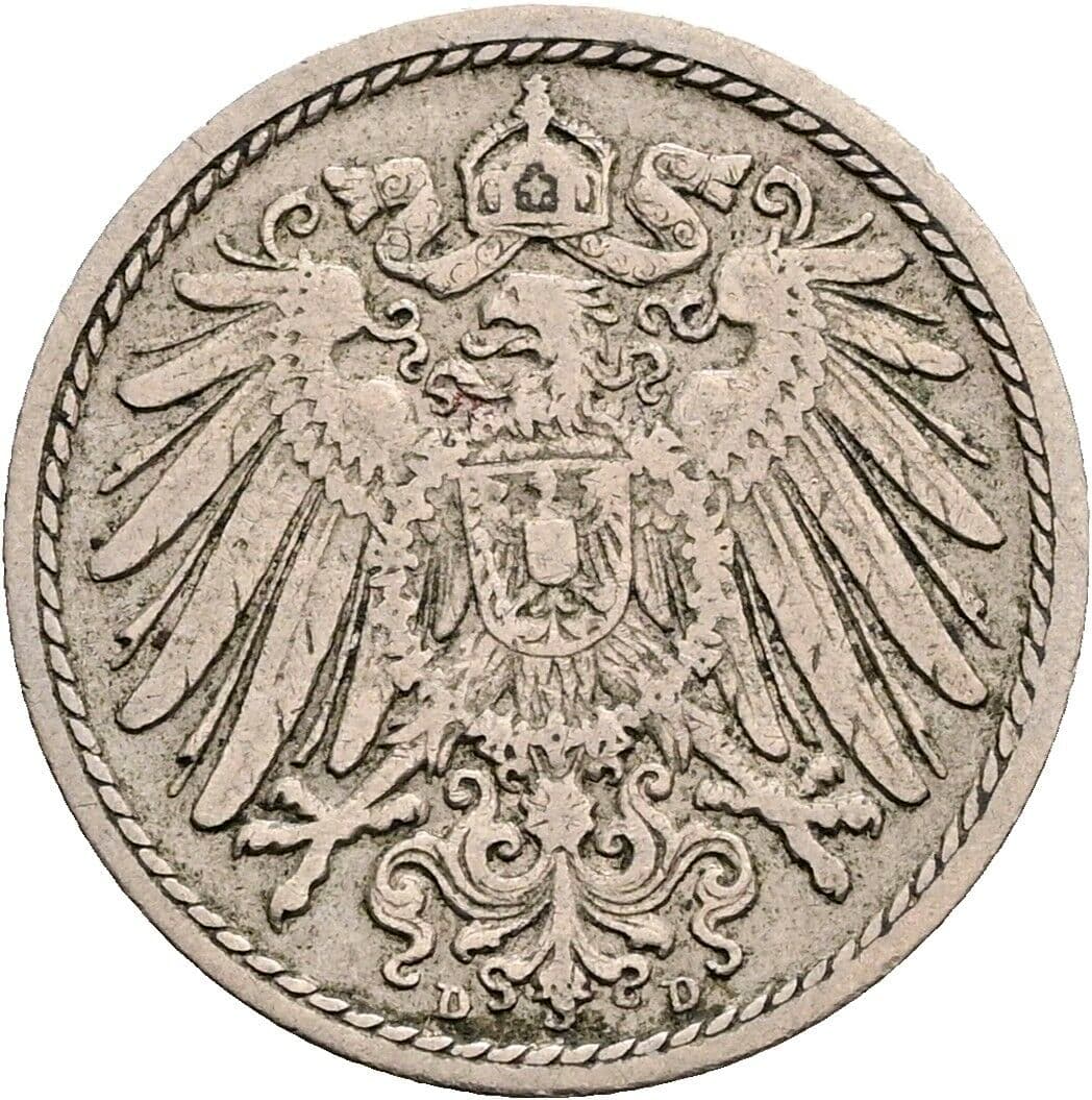 5 Pfennig 1902 D – Rückseite