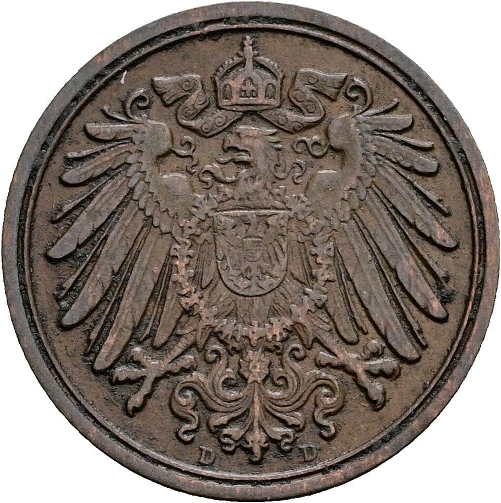 1 Pfennig 1908 D – Rückseite