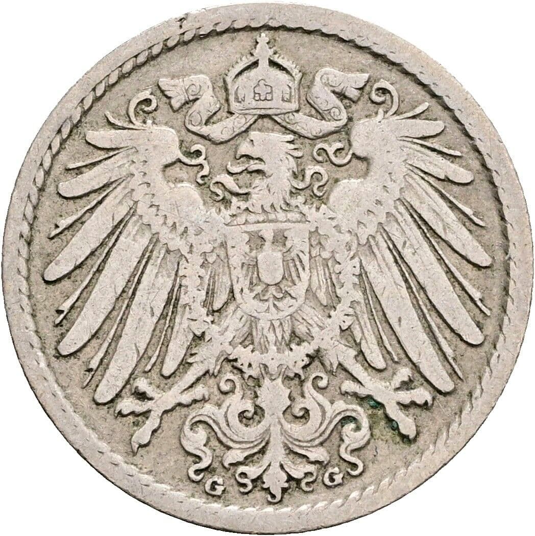 5 Pfennig 1902 G – Rückseite