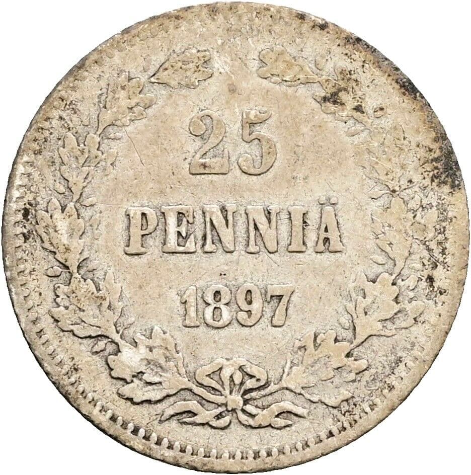 25 Penniä Nikolaij II. 1894-1917 1897 L – Vorderseite