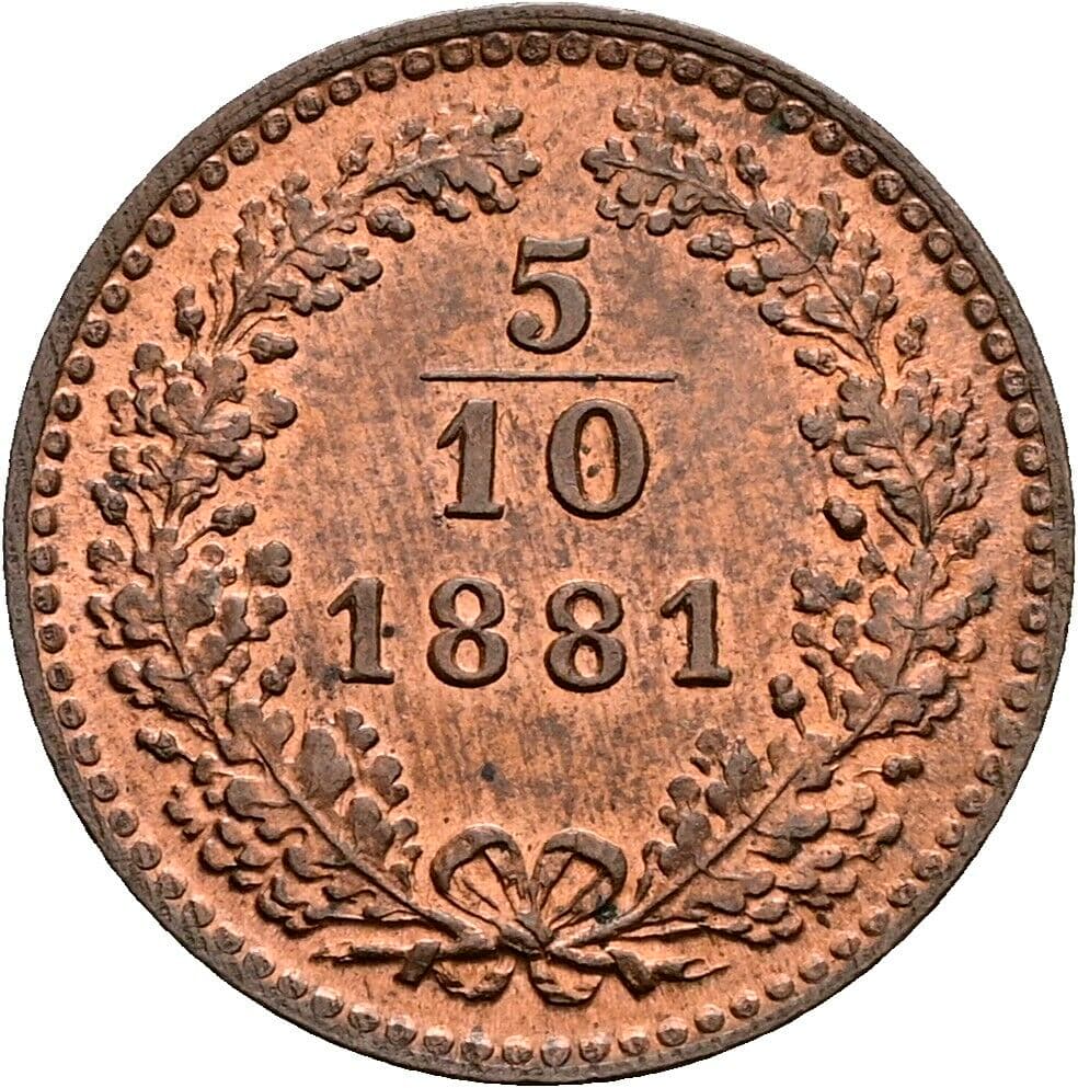5/10 Kreuzer Franz Joseph I. 1848-1916 1881 – Vorderseite