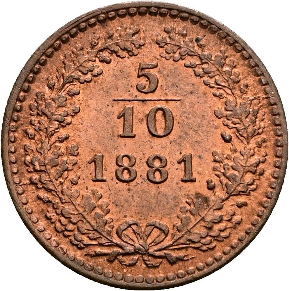 5/10 Kreuzer Franz Joseph I. 1848-1916 1881 – Vorderseite