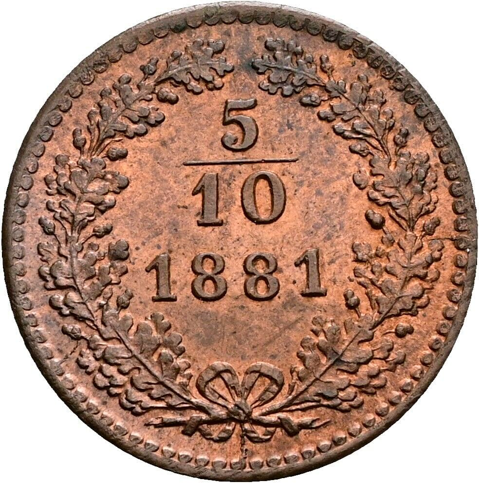 5/10 Kreuzer Franz Joseph I. 1848-1916 1881 – Vorderseite