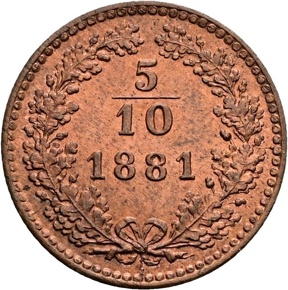 5/10 Kreuzer Franz Joseph I. 1848-1916 1881 – Vorderseite