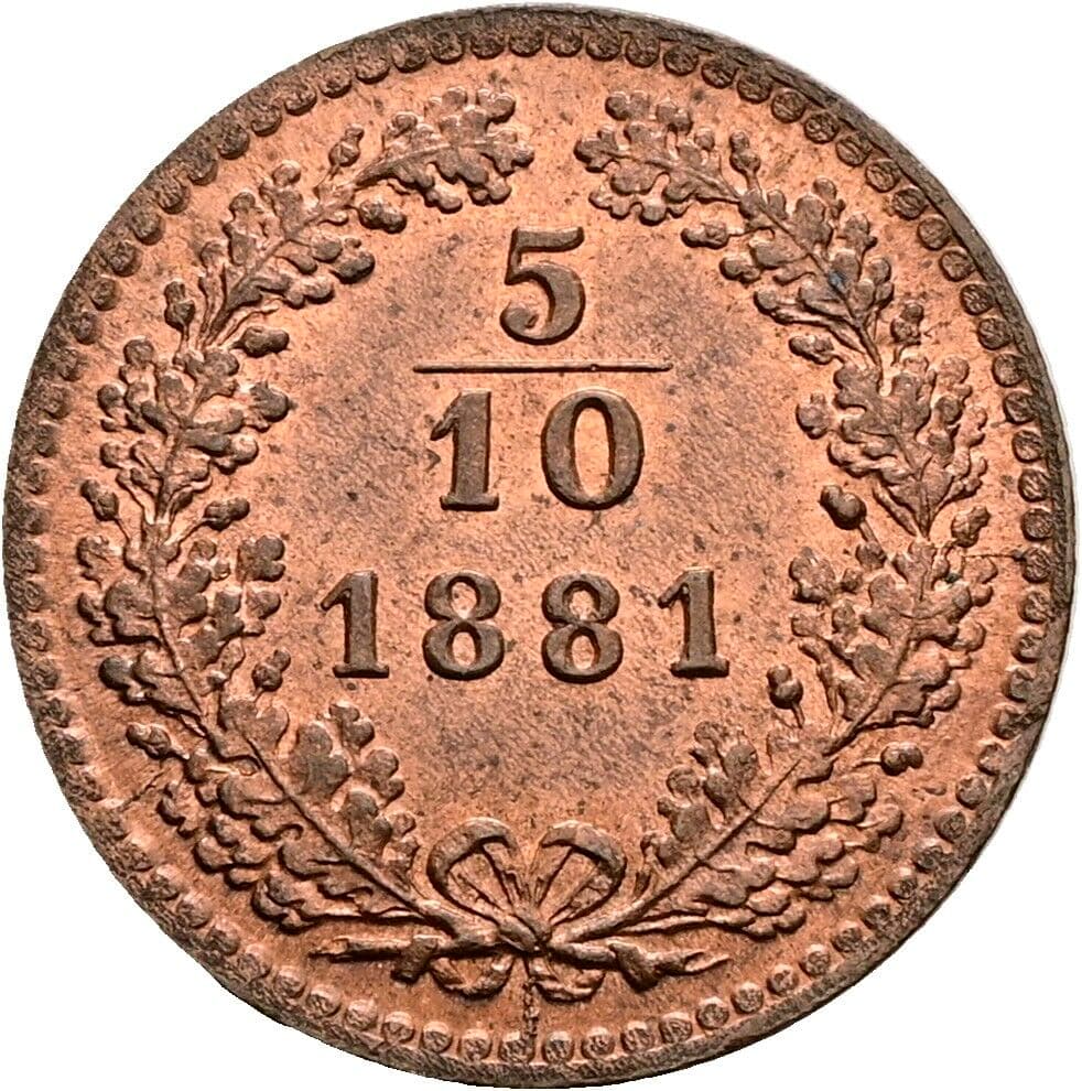 5/10 Kreuzer Franz Joseph I. 1848-1916 1881 – Vorderseite