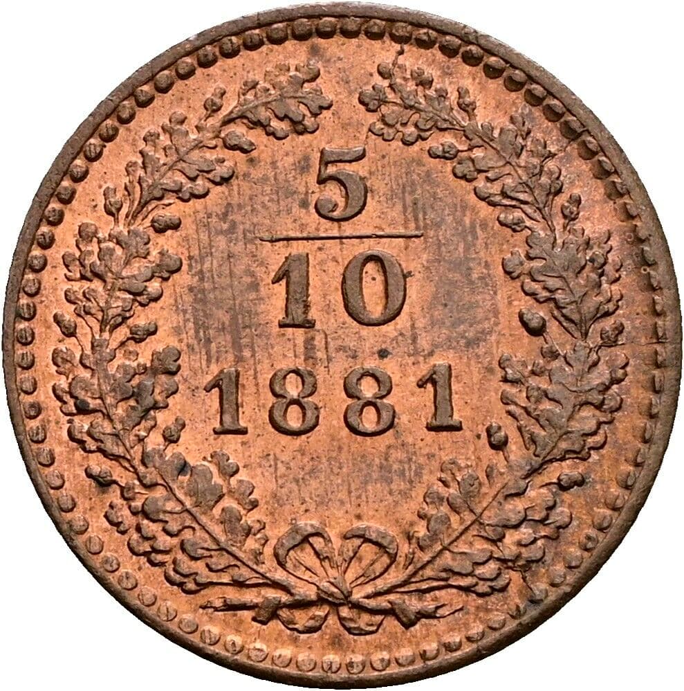 5/10 Kreuzer Franz Joseph I. 1848-1916 1881 – Vorderseite