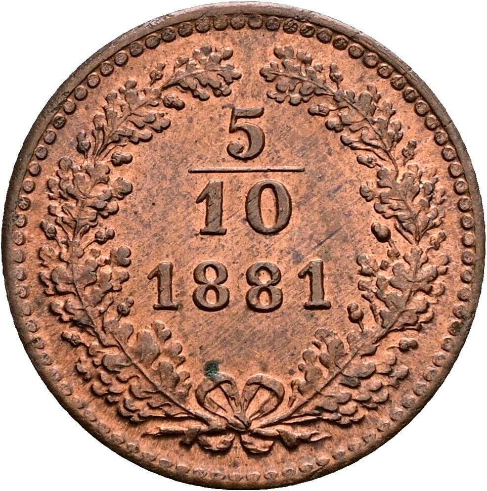 5/10 Kreuzer Franz Joseph I. 1848-1916 1881 – Vorderseite