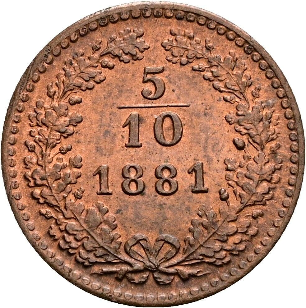 5/10 Kreuzer Franz Joseph I. 1848-1916 1881 – Vorderseite