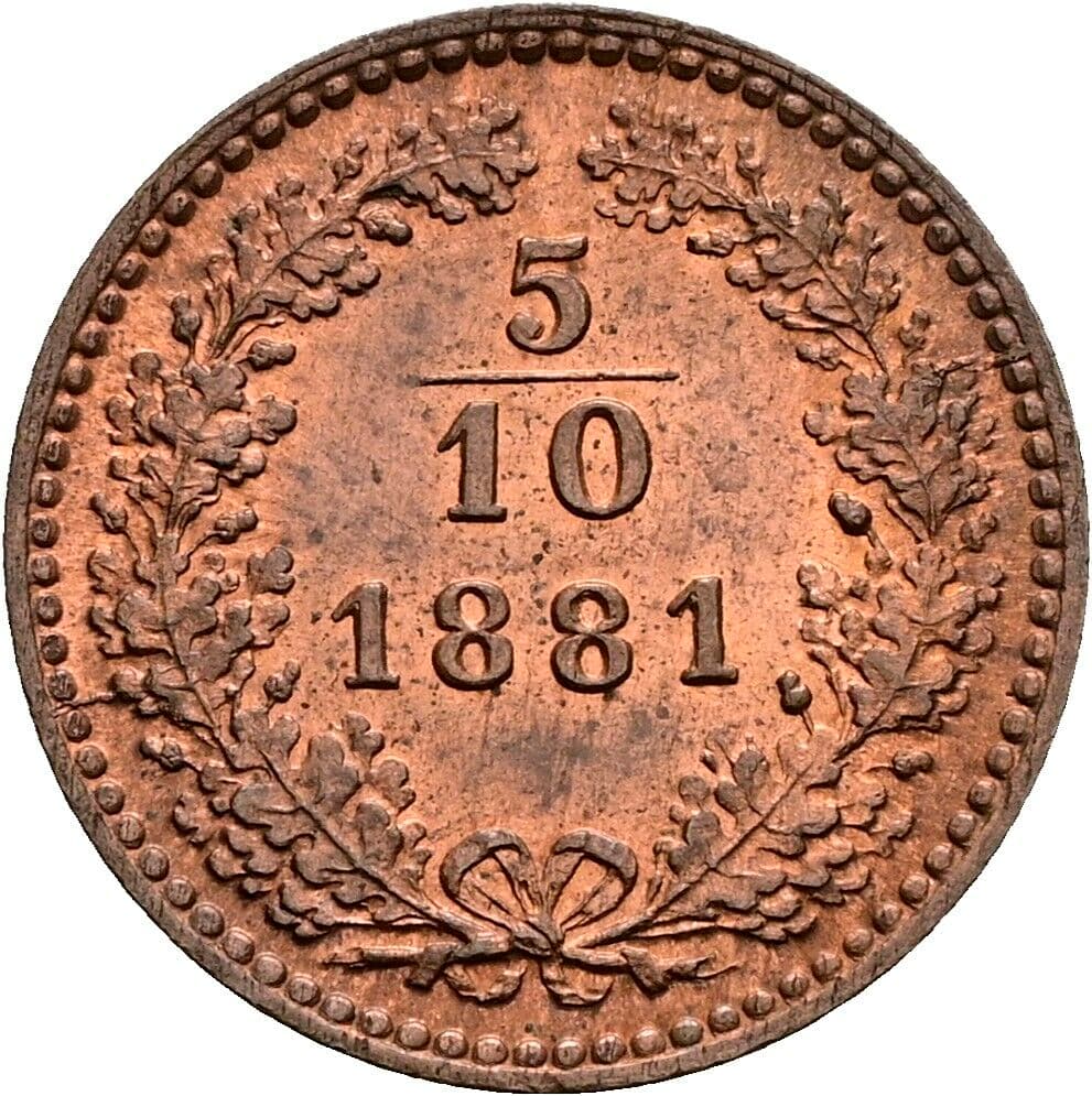5/10 Kreuzer Franz Joseph I. 1848-1916 1881 – Vorderseite