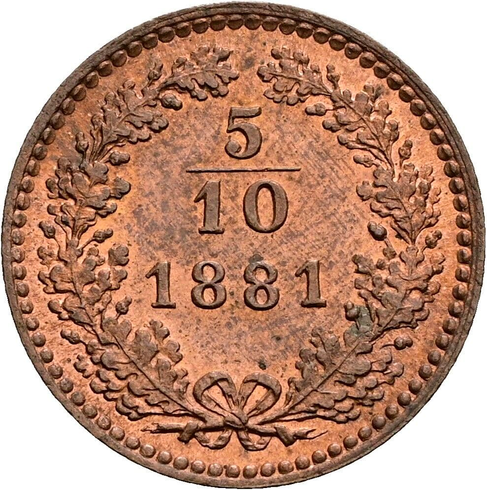 5/10 Kreuzer Franz Joseph I. 1848-1916 1881 – Vorderseite