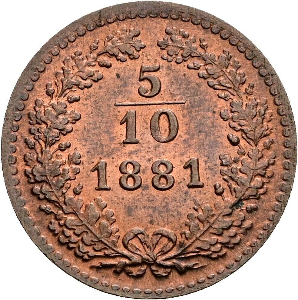 5/10 Kreuzer Franz Joseph I. 1848-1916 1881 – Vorderseite
