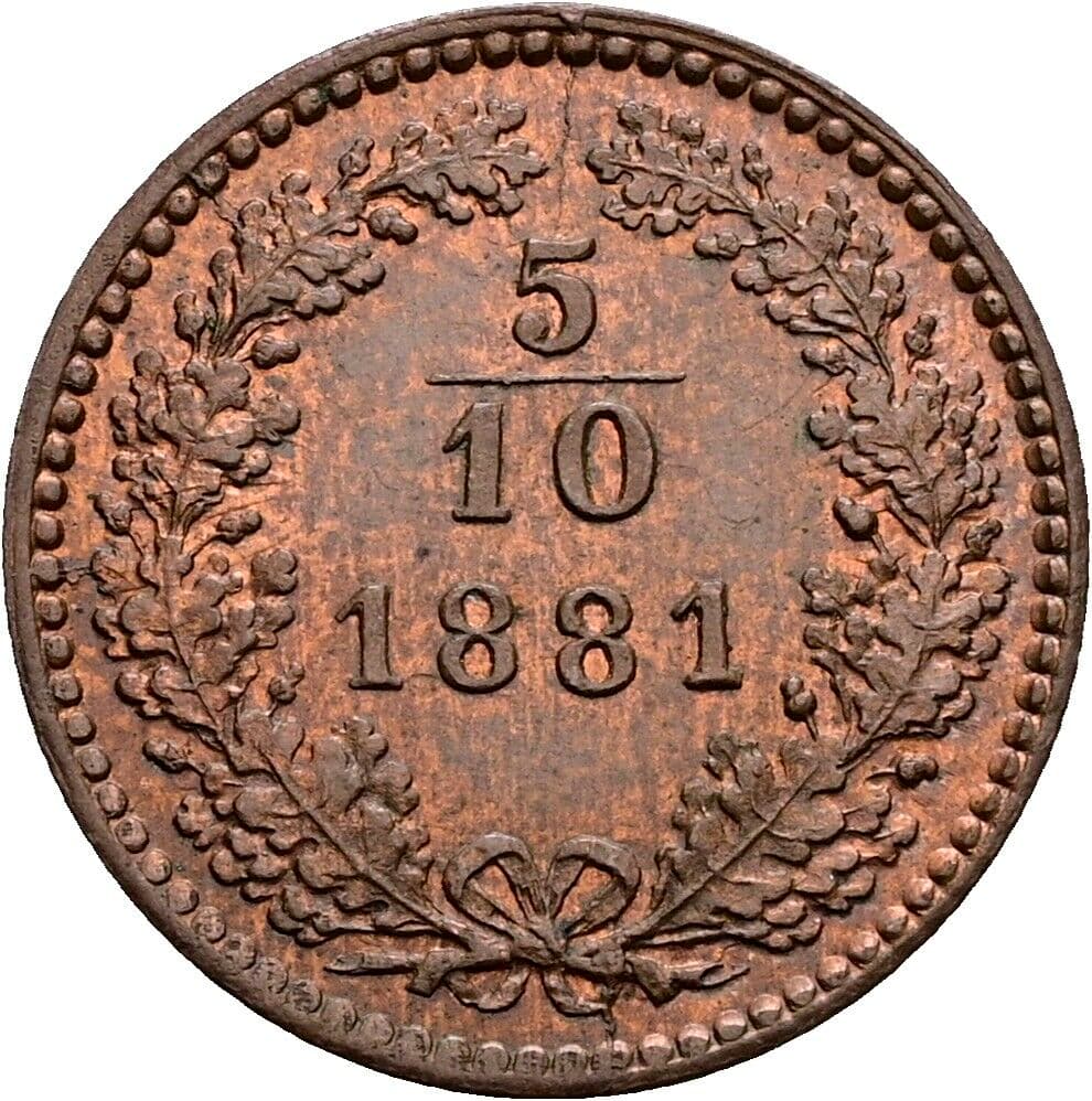 5/10 Kreuzer Franz Joseph I. 1848-1916 1881 – Vorderseite