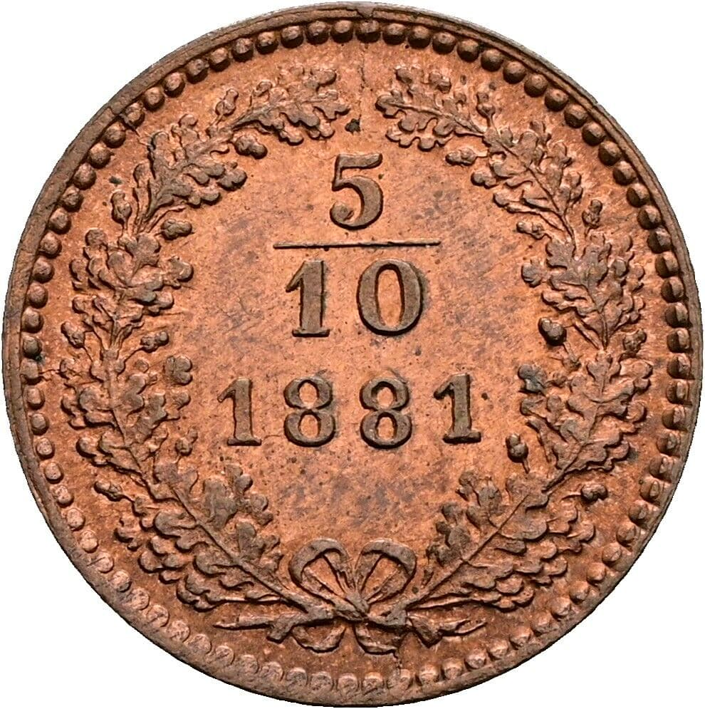 5/10 Kreuzer Franz Joseph I. 1848-1916 1881 – Vorderseite