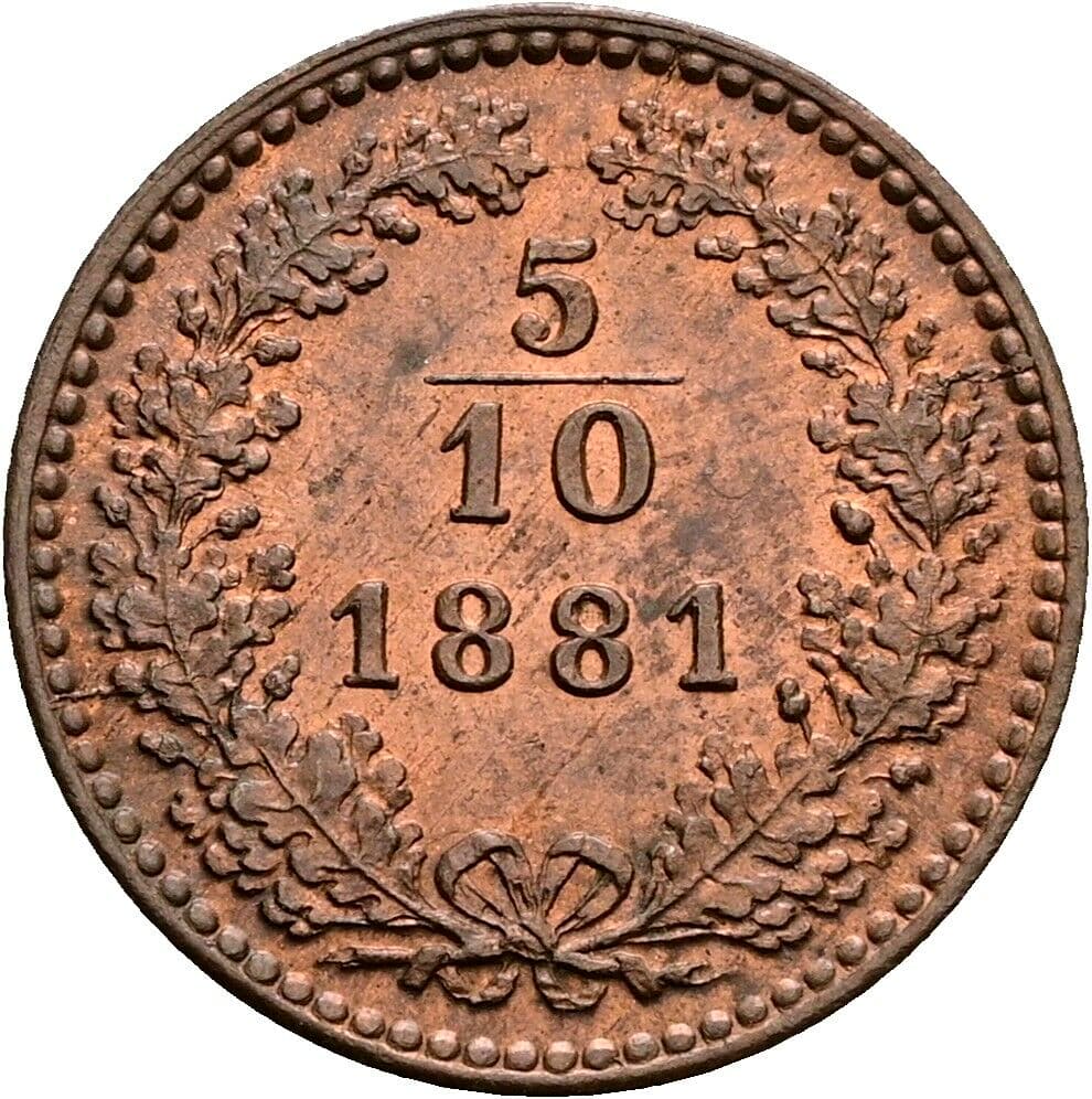 5/10 Kreuzer Franz Joseph I. 1848-1916 1881 – Vorderseite
