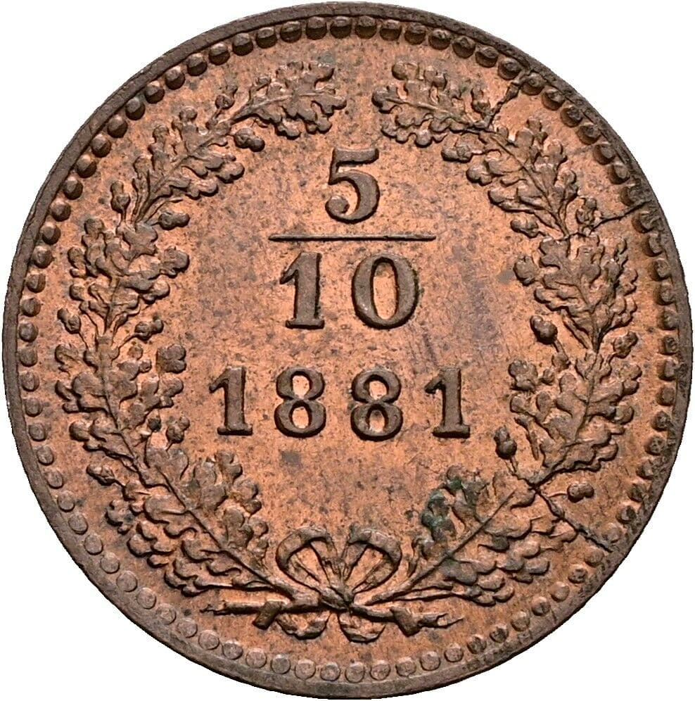 5/10 Kreuzer Franz Joseph I. 1848-1916 1881 – Vorderseite