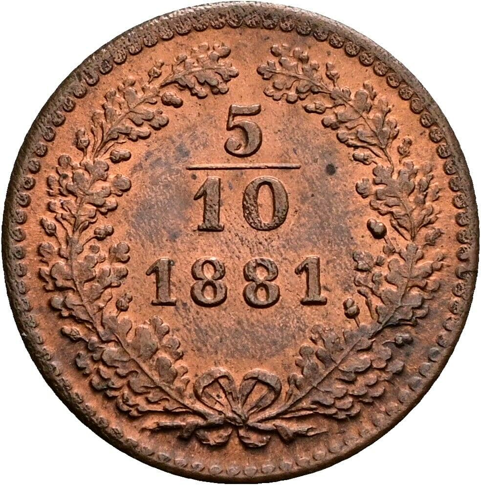 5/10 Kreuzer Franz Joseph I. 1848-1916 1881 – Vorderseite